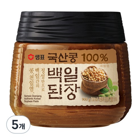 샘표 국산콩 백일된장, 900g, 5개