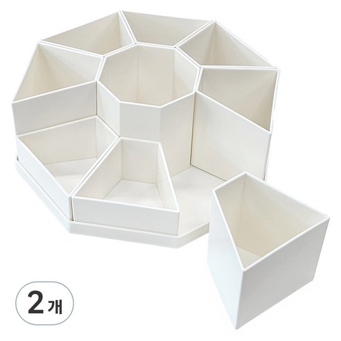 리빙망고 데스크오거나이저 회전 연필꽂이, 화이트, 2개