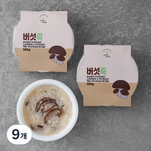 섬밀 버섯죽, 300g, 9개