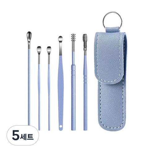 모나코올리브 손맛중독 귀이개 6종 + 파우치 세트 블루, 5세트