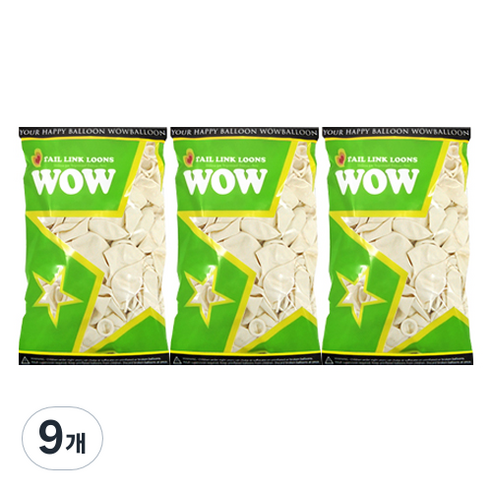 와우파티코리아 와우링커룬 풍선 15cm 50p, 펄화이트, 9개