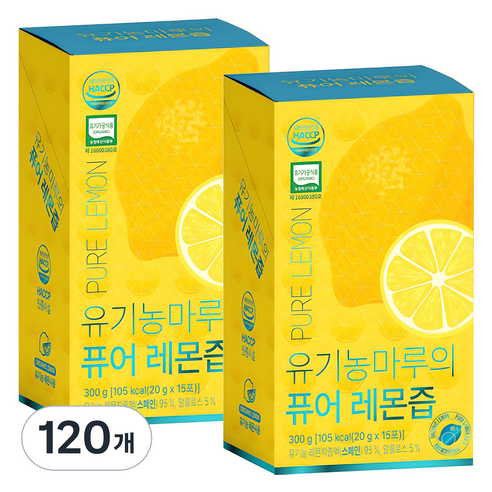 유기농마루 퓨어 레몬즙, 120개, 20g