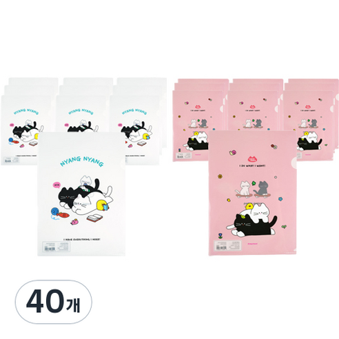 핑크풋 800 냥냥 홀더 파일 2종 x 10p 세트, 랜덤발송, 40개