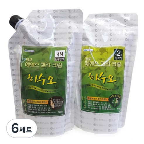 투에이산업 명품 에센스 칼라 크림 염색제 1제 500ml + 2제 500ml, 4N진한갈색, 6개