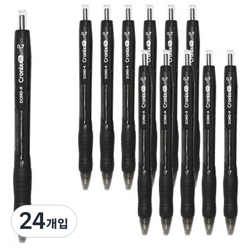 동아 크로닉스 DX 볼펜 0.7mm, 블랙, 24개입