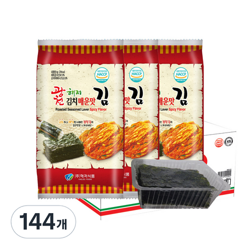 광천해저김 김치 매운맛 김, 4g, 144개