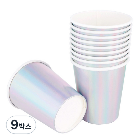 메탈릭 파티컵 홀로그램 실버 240ml, 9개