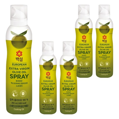 백설 유러피안 엑스트라버진 올리브 오일 스프레이, 200ml, 5개