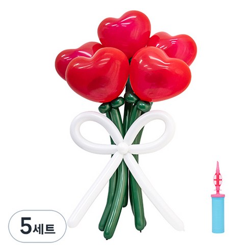 인블룸 DIY 풍선 꽃다발 만들기 세트, 레드하트, 5세트