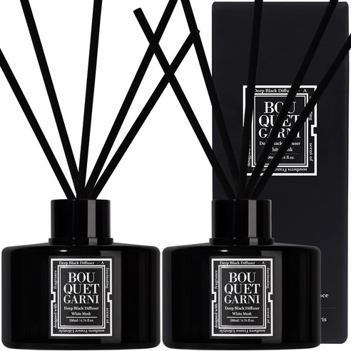 부케가르니 딥 블랙 디퓨저 200ml x 2p, 화이트머스크