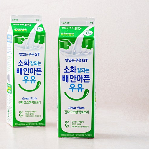 남양유업 맛있는우유GT 소화가 잘되는 고소한 락토프리, 900ml, 2개