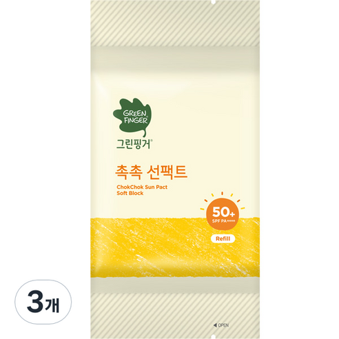 그린핑거 촉촉선팩트 소프트블록 리필, 16g, 3개