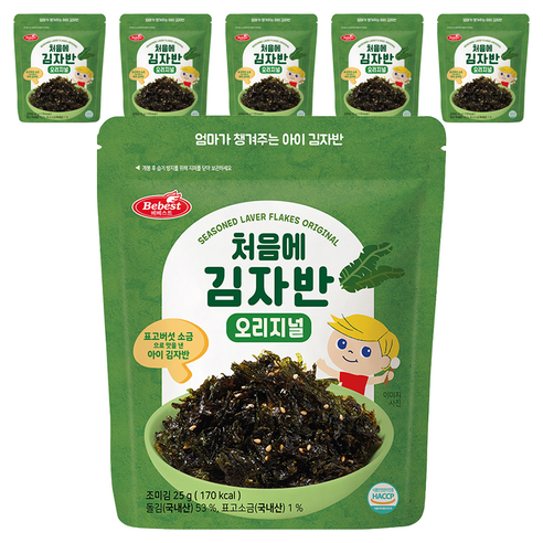 베베스트 유아용 처음에 김자반, 오리지널, 25g, 6개