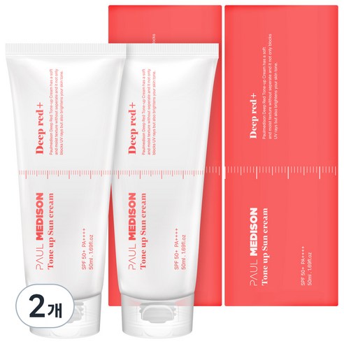 폴메디슨 딥레드 톤업 선크림 SPF50+ PA++++, 50ml, 4개