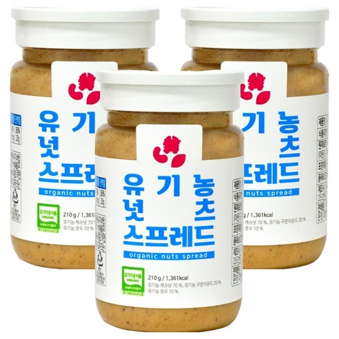 유가원 유기농 넛츠 스프레드, 3개, 210g