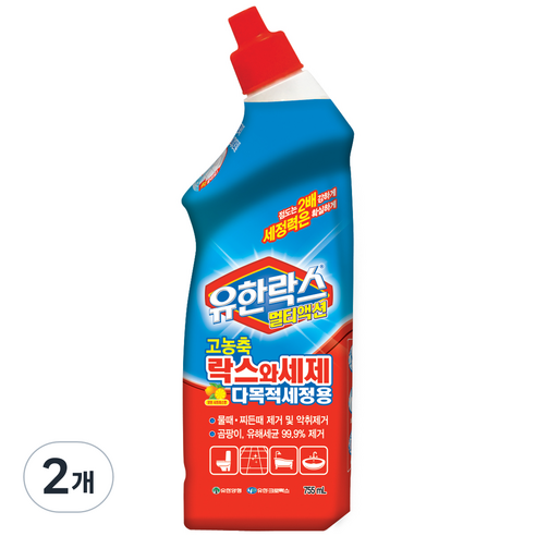 유한락스 멀티액션 락스와세제 고농축 다목적세정용, 755ml, 2개