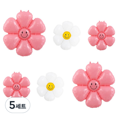 파티공구 데이지 스마일 꽃풍선 세트, 로즈, 5세트