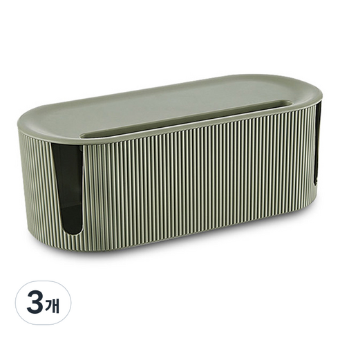 마켓플랜 템바보드 핸드폰 거치 멀티탭 정리함, 3개, 카키