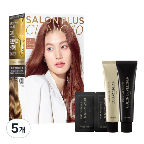 미쟝센 살롱 PLUS CLINIC 10 염색제, 7 로즈핑크브라운, 5개