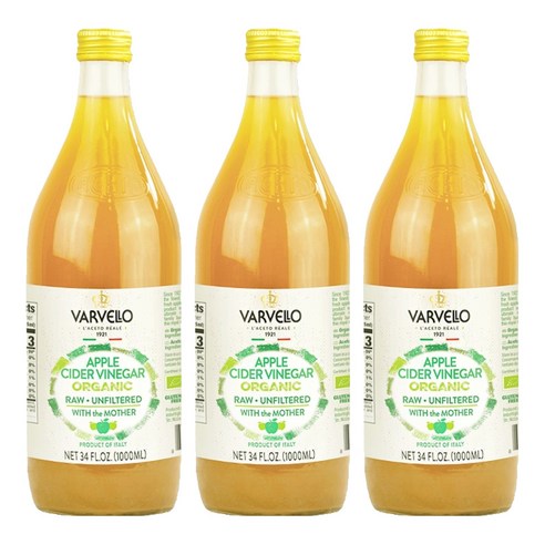 발베로 유기농 애플 사이다 비네거, 1L, 3개
