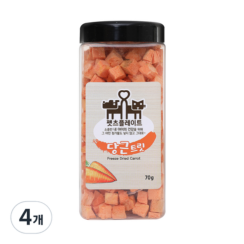 펫츠플레이트 반려동물 동결건조간식, 당근맛, 70g, 4개