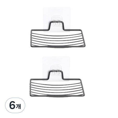 제이라이프 씨즈 스틸 비누 받침대, 블랙, 6개