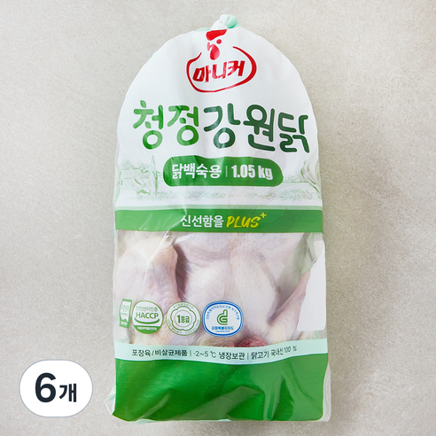 마니커 무항생제 인증 청정강원닭 닭백숙용 (냉장), 6개, 1.05kg