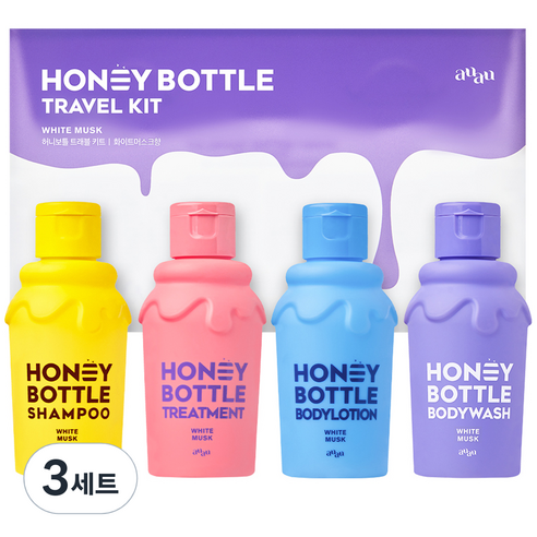 아유아유 허니보틀 트래블 키트 화이트 머스크향 4종 세트, 3세트