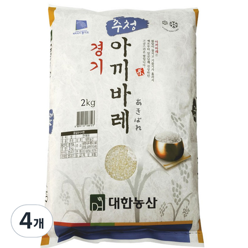 대한농산 경기 추청 아끼바레 백미, 2kg(상등급), 4개