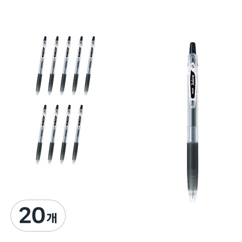 파이롯트 쥬스 젤잉크펜 0.7mm LJU-10F, 블랙, 20개