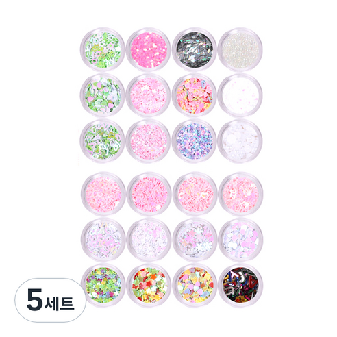 어썸젤리 셀프네일 글리터 2종세트 10-114&117, 고급 하트 그린핑크 씽씽 캐비어 패키지 네일, 5세트