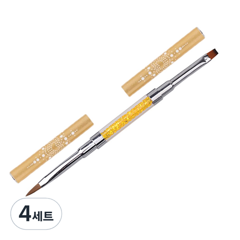 메이브라운 듀얼브러쉬 아크릴붓 + 평붓 MBN001-2, 혼합 색상, 4세트