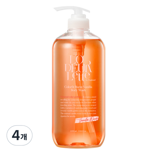 로더렛 인 잉글랜드 컬러핏 바디 워시 번트 바닐라, 1000ml, 4개