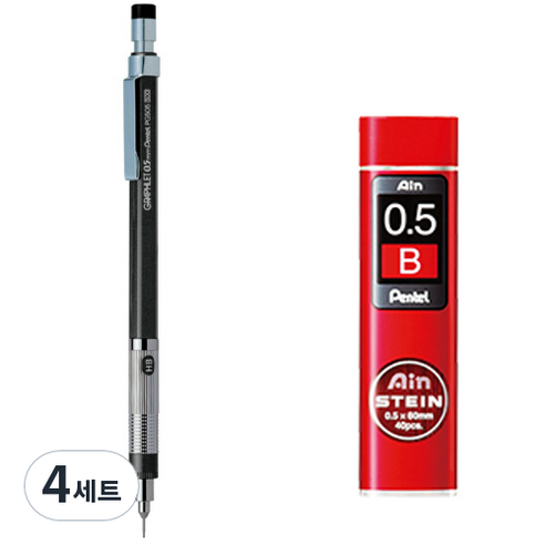 펜텔 그래프렛 샤프 PG505-AD + 아인슈타인 샤프심 B 세트, 0.5mm, 4세트