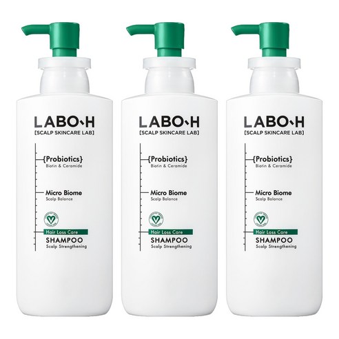 [비건라이프] 라보에이치 약산성 두피강화 비건 샴푸, 400ml, 3개