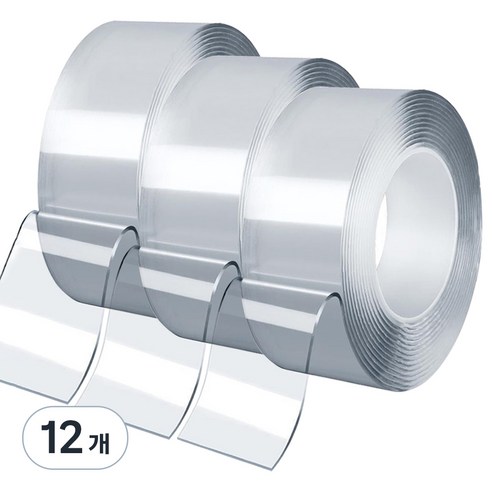 엔더 초강력 아크릴 폼 나노 실리콘 클리어 겔 양면 테이프 30mm x 5m, 투명, 12개