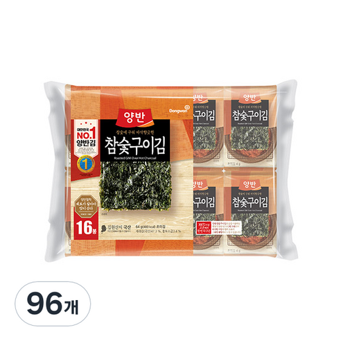 양반 참숯구이김, 64g, 6개