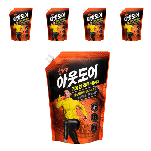 울샴푸 아웃도어 기능성의류 전용세제 리필, 1L, 5개