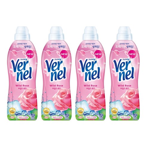 버넬 고농축 섬유유연제 와일드 로즈 본품, 900ml, 4개
