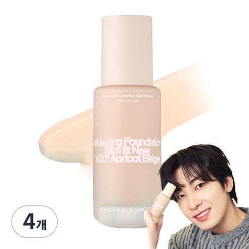 더페이스샵 잉크래스팅 파운데이션 슬림핏 뉴 35ml, V201, 4개