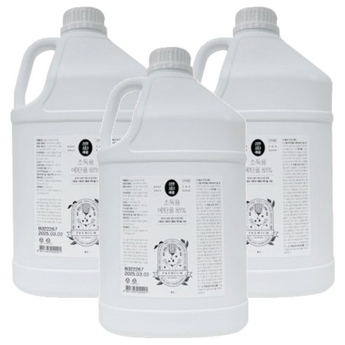 정말싫다 소독 에탄올, 3개, 4L