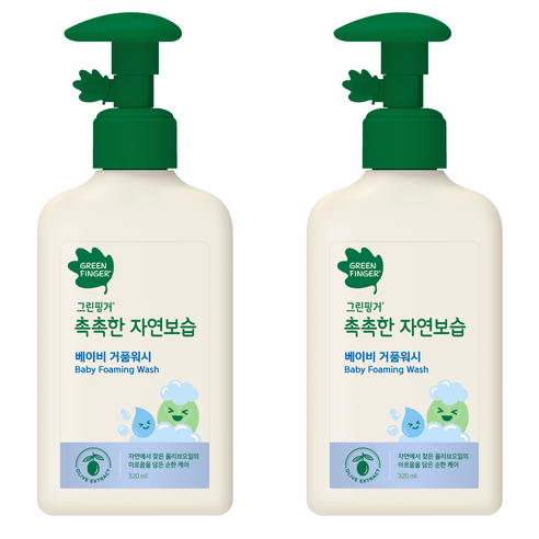 그린핑거 촉촉한 자연보습 베이비 거품워시, 320ml, 2개