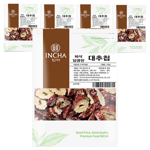 인차 바삭 달콤한 대추칩, 400g, 5개