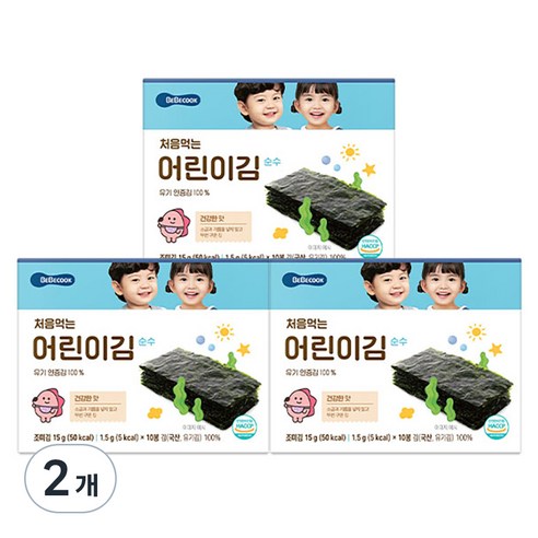 베베쿡 처음 먹는 어린이 김 순수, 15g, 6개