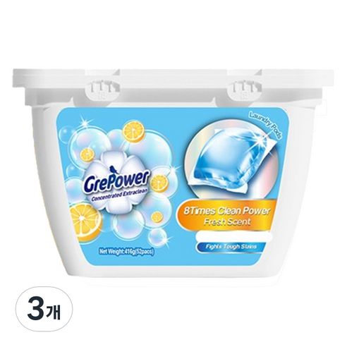 그리파워 엑스트라 캡슐세제 레몬향 416g, 52개입, 3개