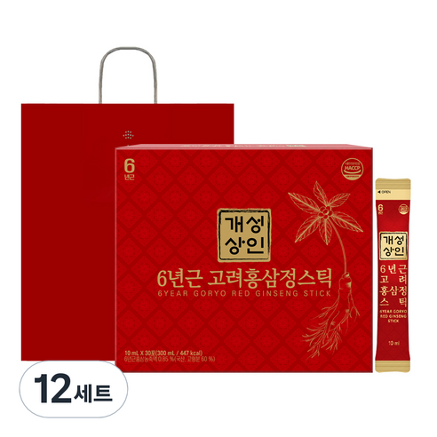 개성상인 6년근 고려홍삼정 스틱 + 쇼핑백, 300ml, 12세트