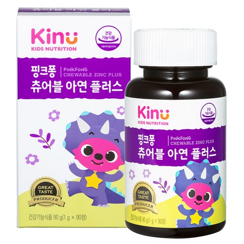 KINU 핑크퐁 츄어블 아연 플러스, 90정, 1개