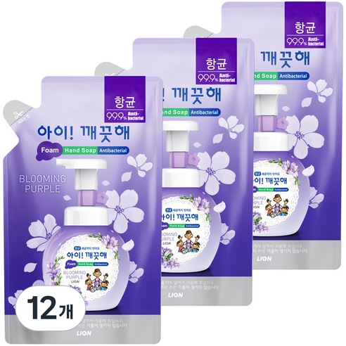 아이깨끗해 핸드워시 리필 블루밍퍼플, 200ml, 12개