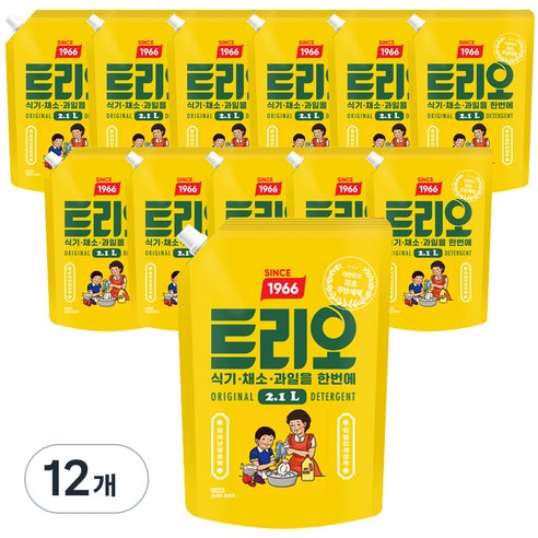 트리오 레트로 주방세제 리필, 2.1L, 12개