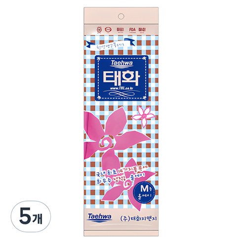 태화 고무장갑 올에이, 핑크, 중(M), 5개